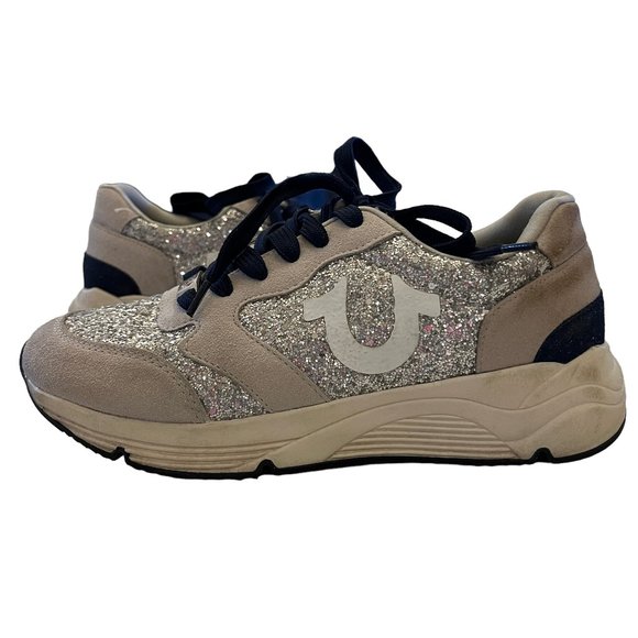 TRUE RELIGION Esther Navy, Gray, Silver Glitter Running Shoes Sneakers S… - Picture 2 of 13